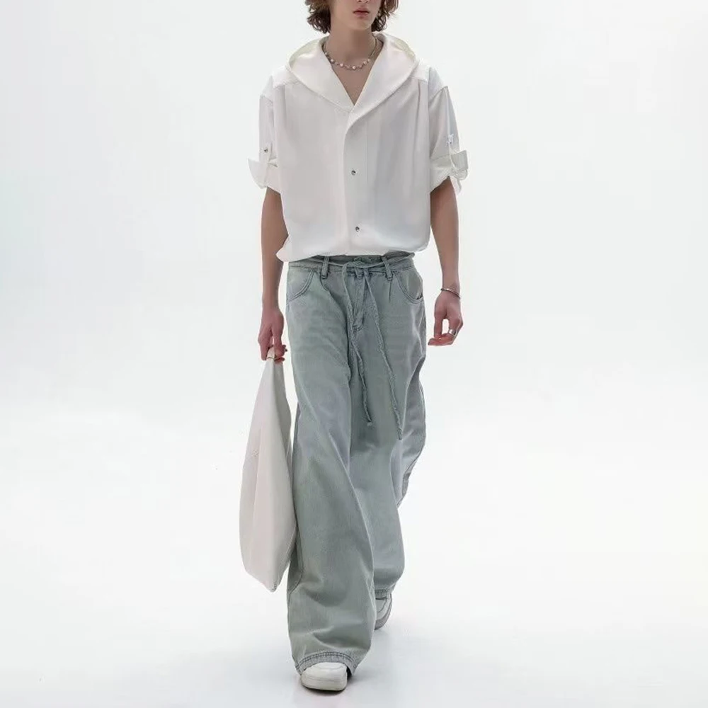 Mens Y2k Dark Plain Casual Shirt Streetwear Fashion Lightweight Breathable Youth Trend Loose Niche Top Men'S Clothing 2026 New