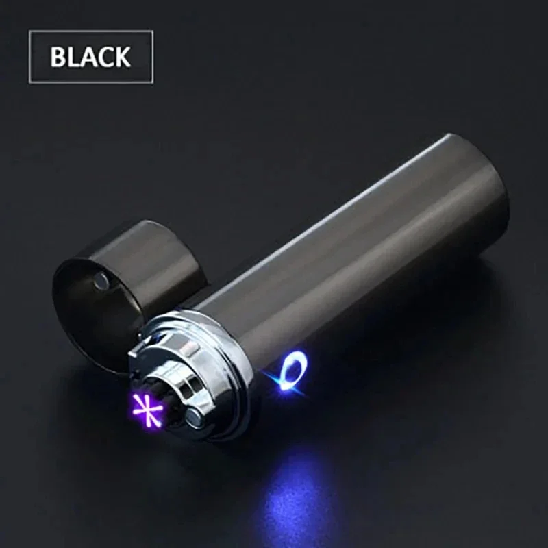 New Windproof Pulse Flameless Six Arc Electric Metal Lighter Kitchen Outdoor Barbecue Camping Cigar Lighter High End Men\'s Gifts