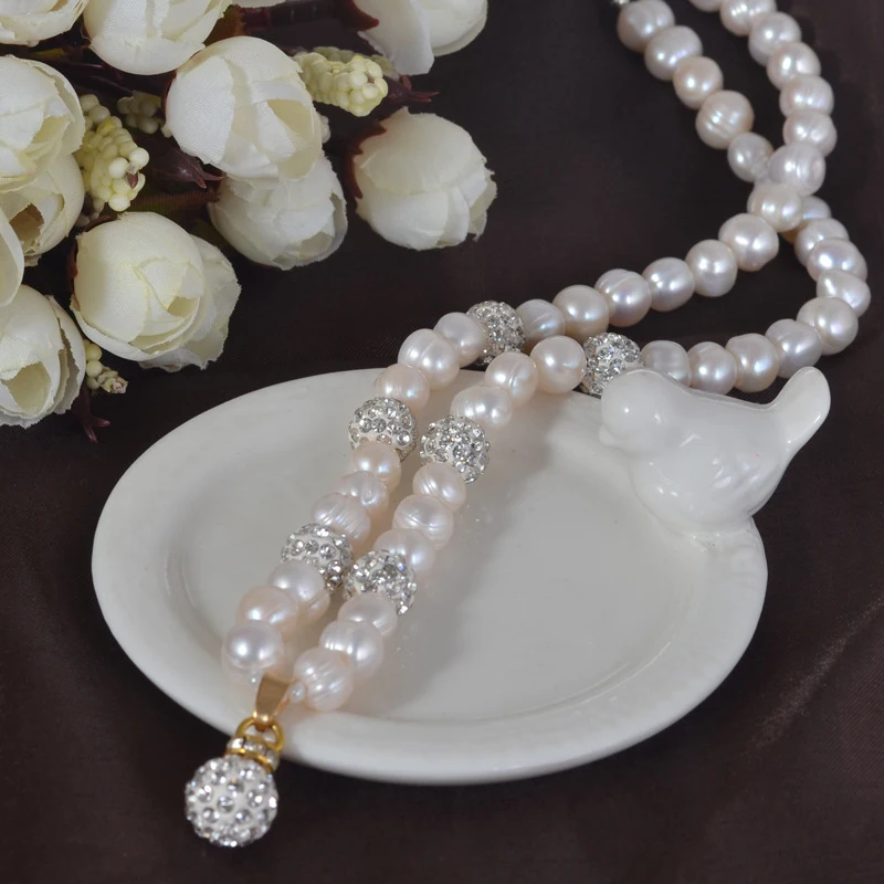 

pearl necklace with ball pendant, new style, fashionable and versatile