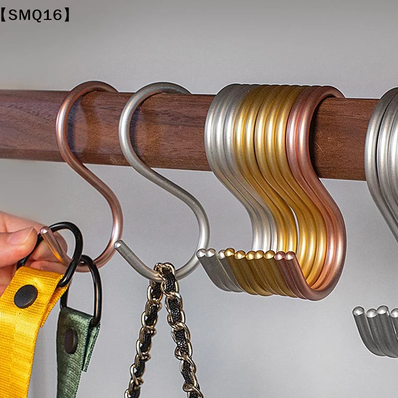5pcs Aluminium Alloy S Shape Hooks Practical Kitchen Railing Hanger Hook Clasp Holder Hooks For Hanging Clothes Handbag【SMQ】