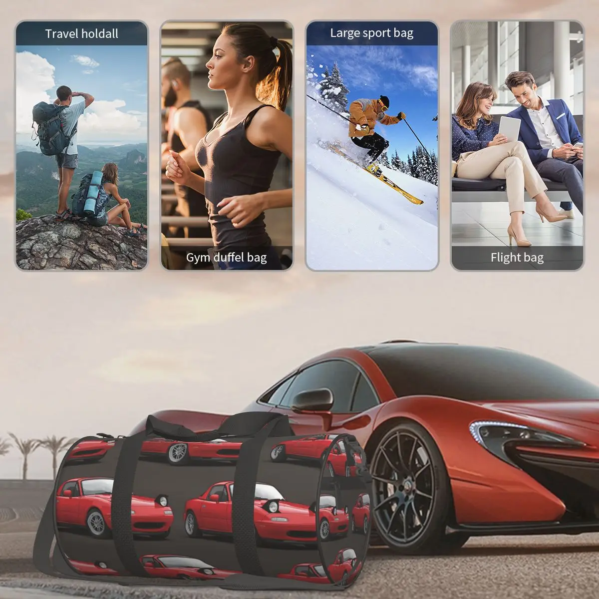 Mx5 Miata Na Mk1 التوضيح 1 كبير واق من المطر حقيبة قاعة رياضة متعددة الوظائف واق من المطر حقائب السفر حقائب اللياقة البدنية