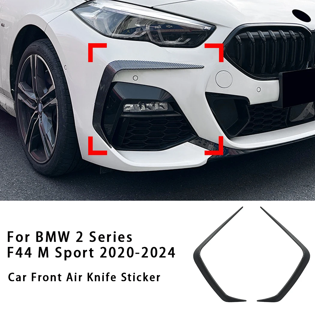 2PCS Car Front Air Knife Sticker ABS Car Front Bumper Diffuser Wind Knife Accessories For BMW 2 Series F44 M Sport 2020-2024