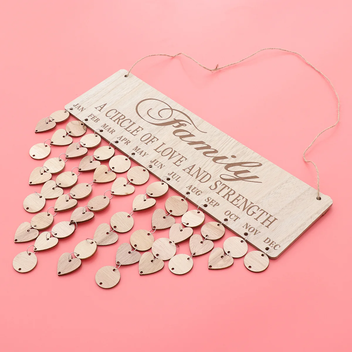 

Wooden Block Calendar Wood Grain Birthday Reminder Family Anniversary Board Wall Hanging Decoration Festival Party Diy