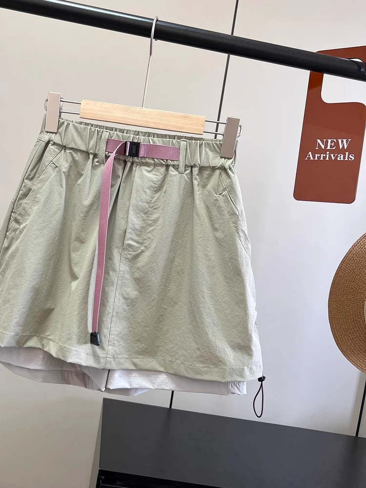 

Новые летние уличные спортивные шорты, женские брюки с высокой талией и эластичной резинкой на талии, дышащая юбка, корейские брюки для поездок на работу