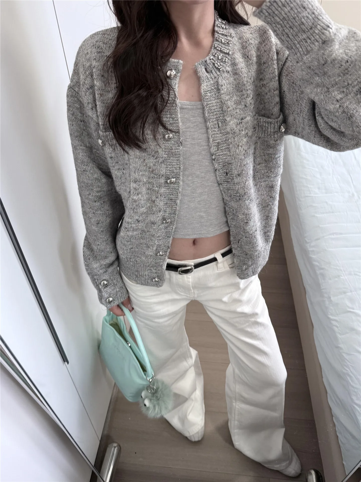 

American Style Vintage Low Waist Straight Leg Women's Jeans White Slim Fit Wide Leg Floor Length Loose Fitting Trousers