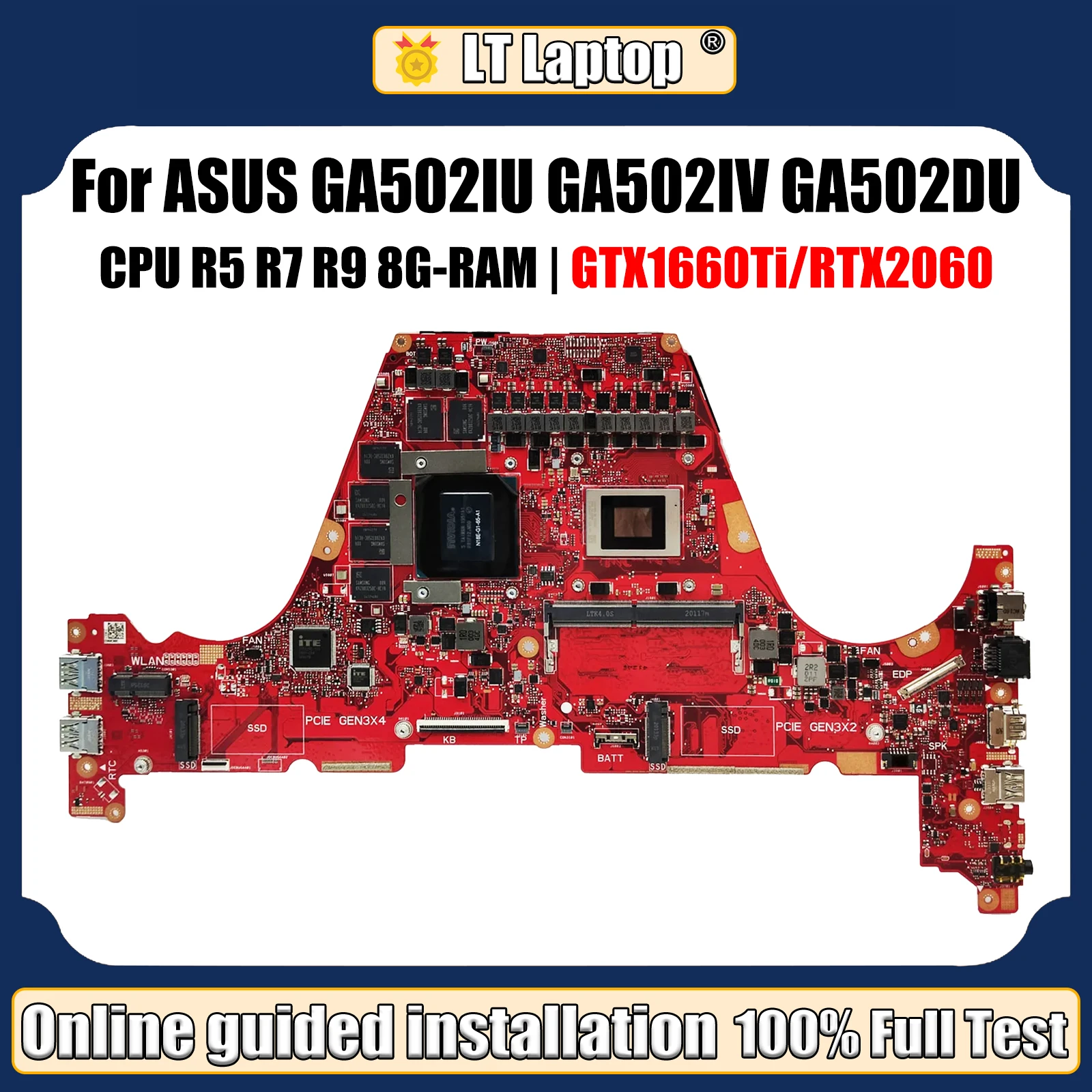 LT portatil GA502IU Mainboard para ASUS GA502IV GA502 GA502DU GA502I Laptop Motherboard R5 R7 R9 GTX1660Ti/V6G RTX2060/6G RAM/8GB