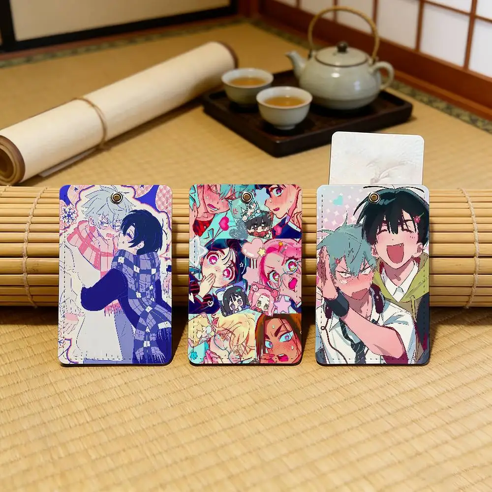 Band A-Alien Cartoon Stage l School rectangular keychain Bus house access card protective cover PU leather ID Best sellers