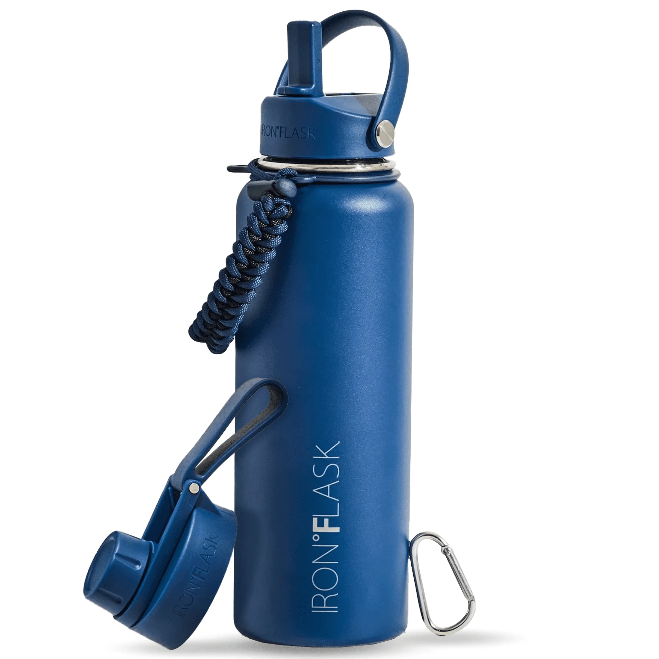 

40oz Wide Mouth Water Bottle with Paracord Handle and 2 Lids - Twilight Blue