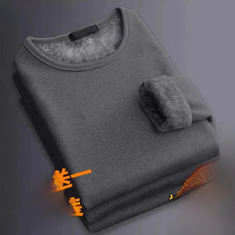 Thiened Fce Long Sve round Ne Underwear for Men Warmth Retention Workwear Suitable for Autumn And Winter Conditions