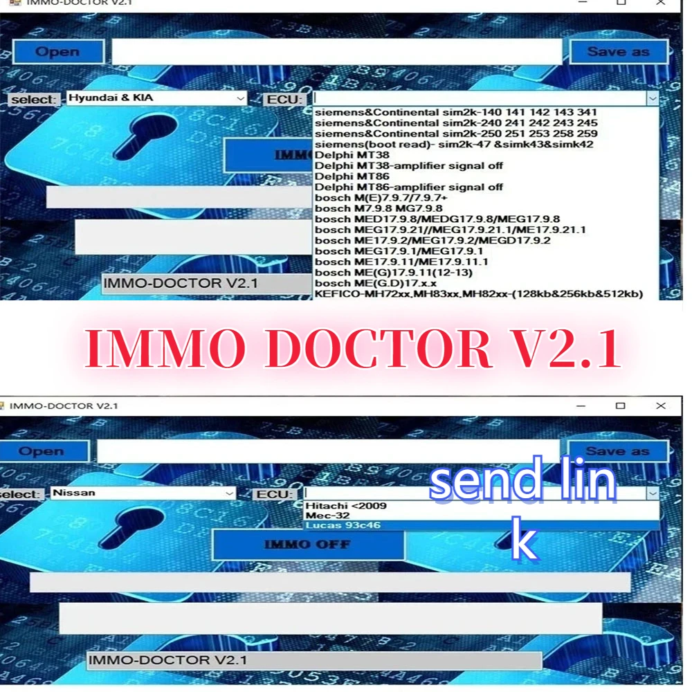 IMMO DOCTOR V2.1 MULTI BRAND With Unlimited KEYGEN Immo Off DTCRemover Delete Software for ME17MH72 MH83 MH82 MEG17