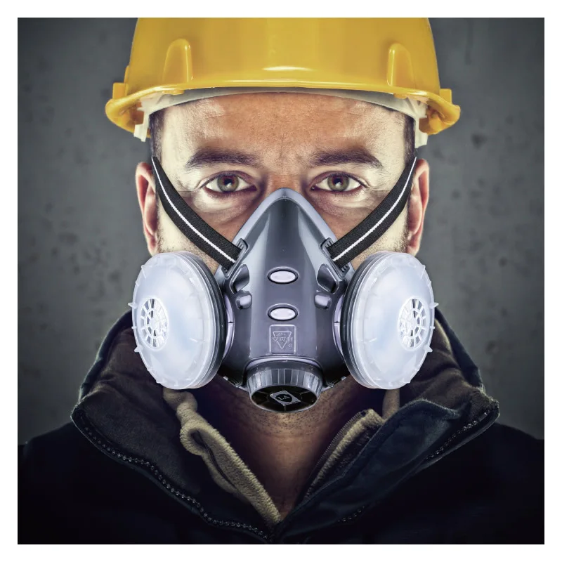 

New Dust Mask Dust-proof Respirator Dual Cotton Filter Reusable Half Face Mask For Carpenter Builder Polishing Safety Glasses