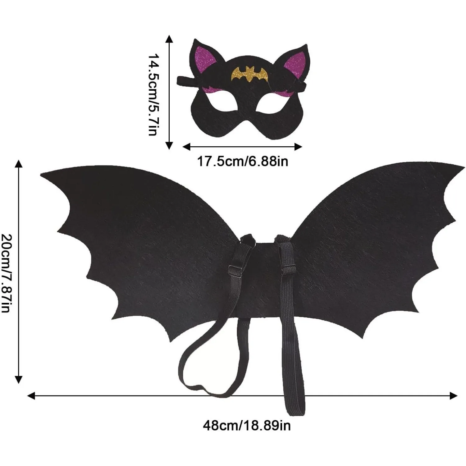 Halloween Batwing dolcetto o scherzetto Costume da pipistrello per bambini e adolescenti Batwing decorativo per feste di Halloween con copertura per il viso gioco di imitazione