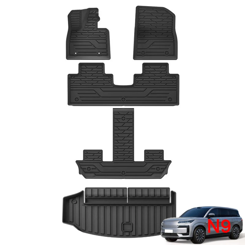 

for DENZA N9 2025 PHEV Car Floor Mats TPE 3D Waterproof Foot Mat Trunk Pad Left Hand Drive Black 6 Seats