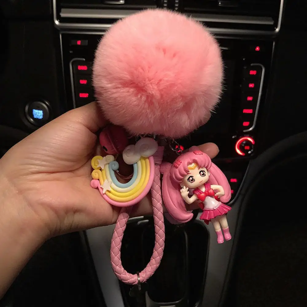 세일러 문 츠키노 우사기 애호가 키 버클 레인보우 자동차 키체인 배낭 펜던트, 애니메이션 주변기기, 어린이 장난감, 명절 선물