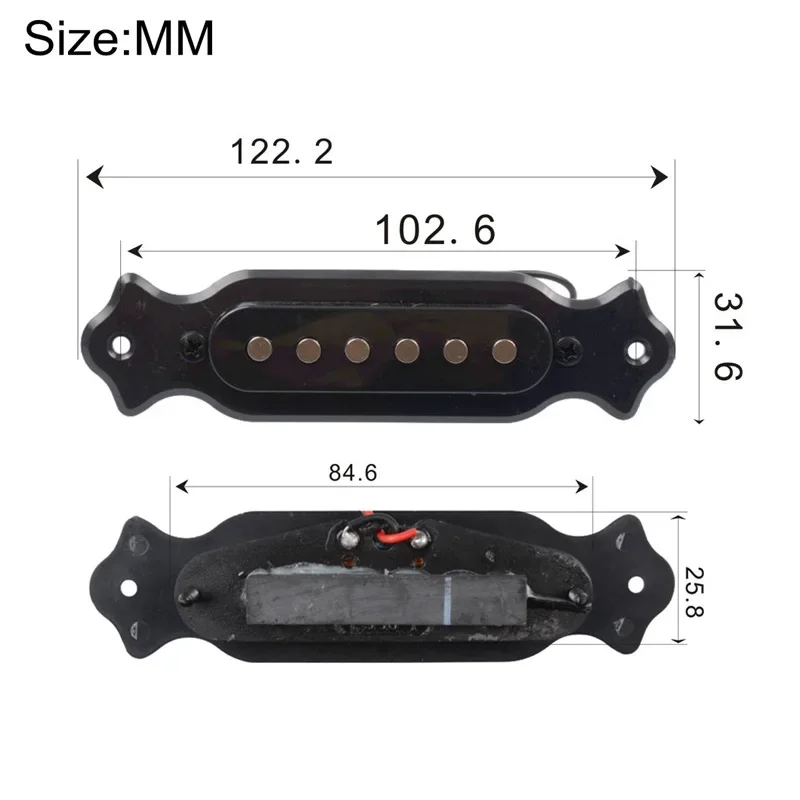 

6 String White/Black/Red Acoustic Guitar Sound Hole Pickup Pre-Wired Pickup Set Up Pots Knobs Jack Soundhole Pickup
