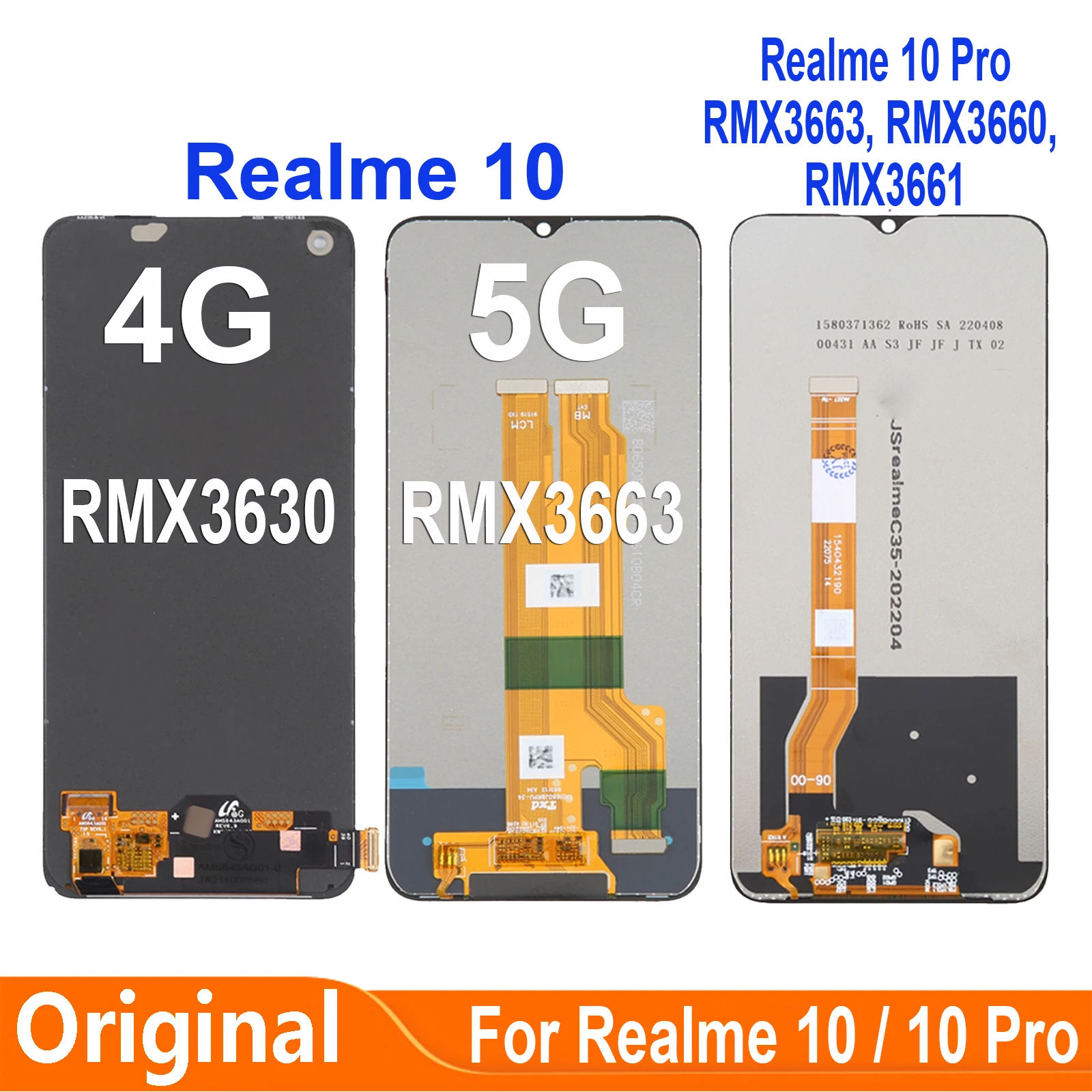 

For OPPO Realme 10 Pro 5G RMX3663 RMX3660 RMX3661 LCD Display Touch Screen Digitizer Assembly