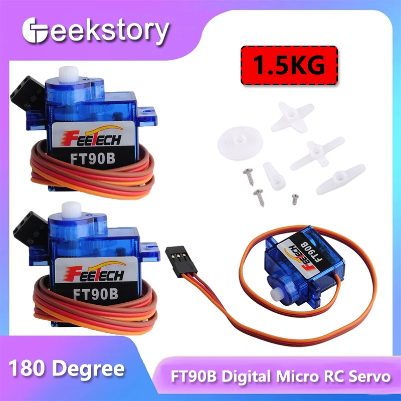 9g ft90b micro servo digital 1 peça/4 peças 1.5kg mini servo rotação de 180 graus funções de energia do motor peças para carro rc robô diy