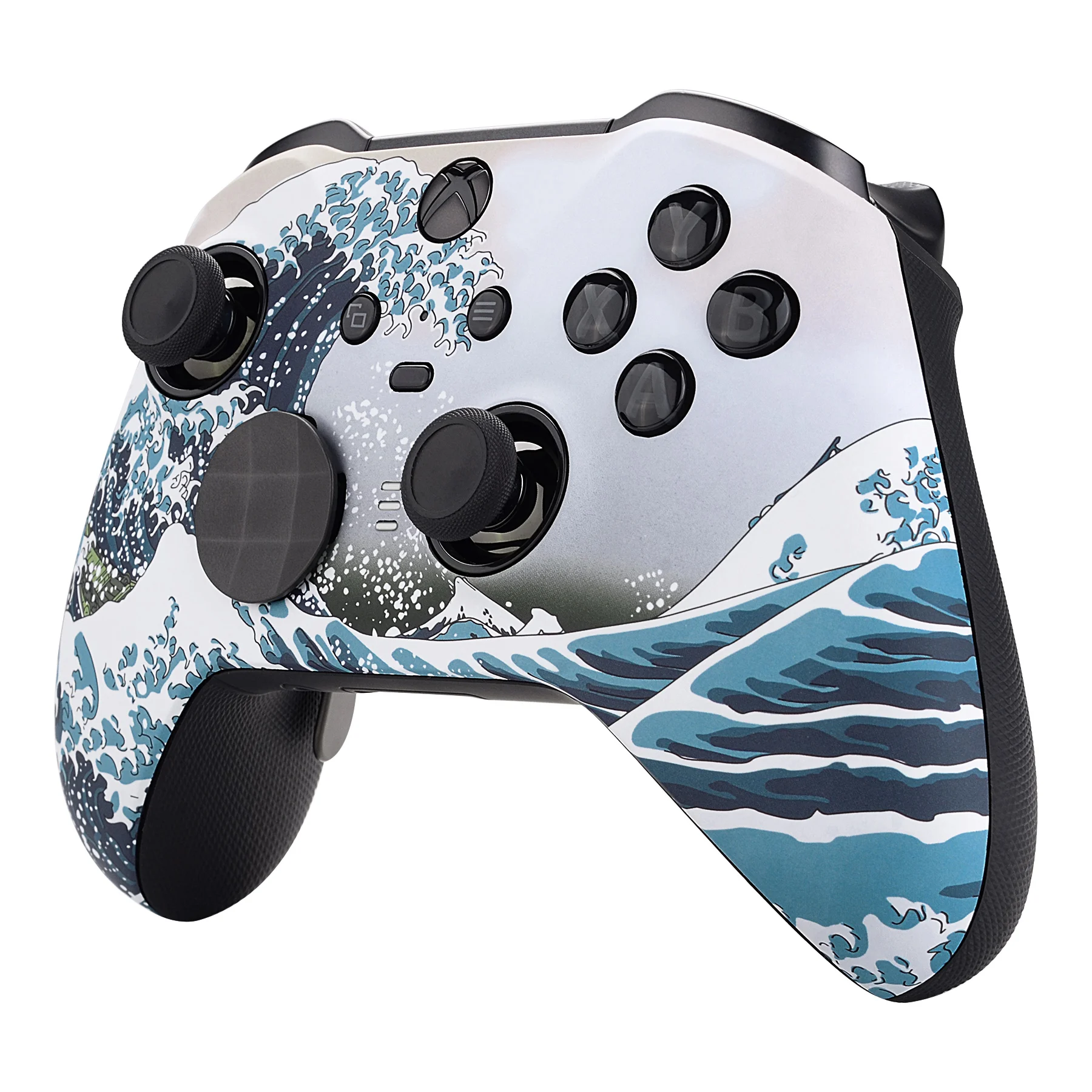 eXtremeRate The Great Wave Soft Touch Faceplate Front Housing Shell DIY Repair Parts for XB One Elite Series 2 Controller
