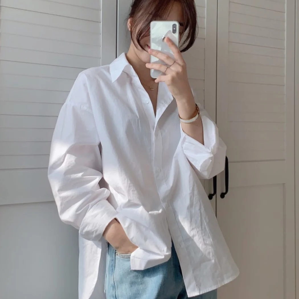 

Casual Commute Office White irt Layering Inner Wear Korean Sle mal Lazy Faion Women's Sweater Spring Autumn Winter