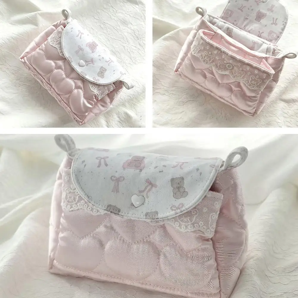 Kawaii Niedliche Bären-Schultertasche, Herz-Stepp-Handtasche, 3-lagiger Spitzen-Aufbewahrungsbeutel für Frauen und Mädchen, Handtasche im koreanischen Stil – Detail 2