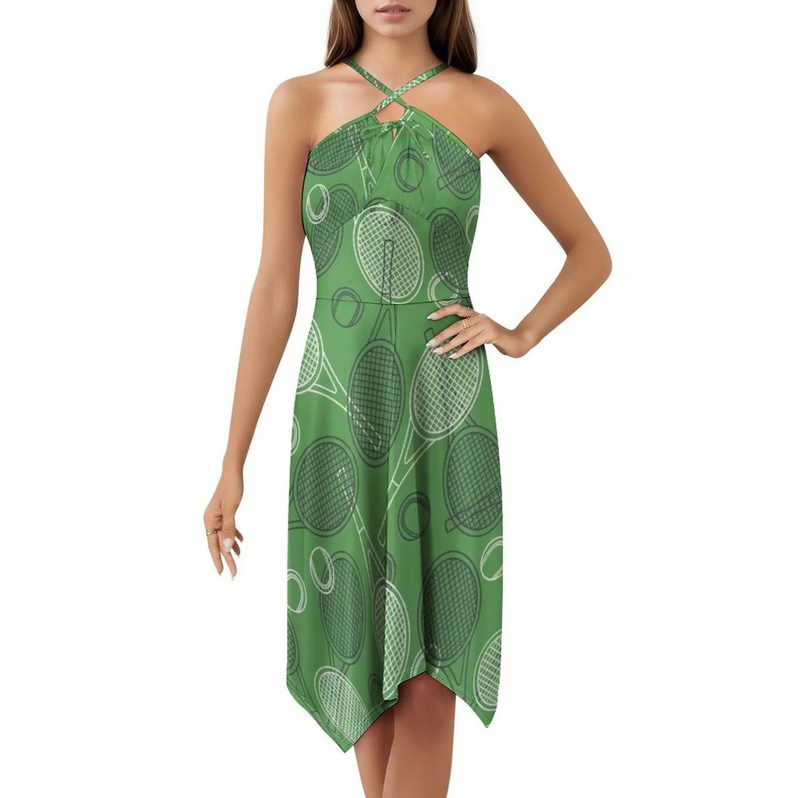 فستان بدون خياطة مع معدات التنس فستان سموك زهري للنساء للربيع والصيف فستان كاجوال لحفلات التنس لاعب التنس #5