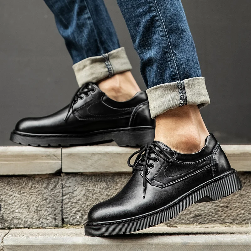 

Мужские кожаные туфли дерби. Классические повседневные туфли в джентльменском стиле. Ежедневные деловые или офисные туфли больших размеров на шнуровке. Four Seasons.