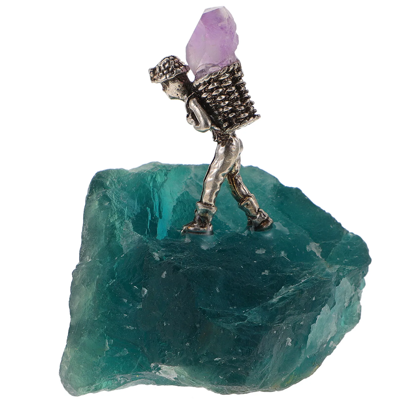 Crystal Stone Miner Back Basket Irregular Cluster Decoration Feng Shui Ornament Home Office Bedroom Desktop Adornment