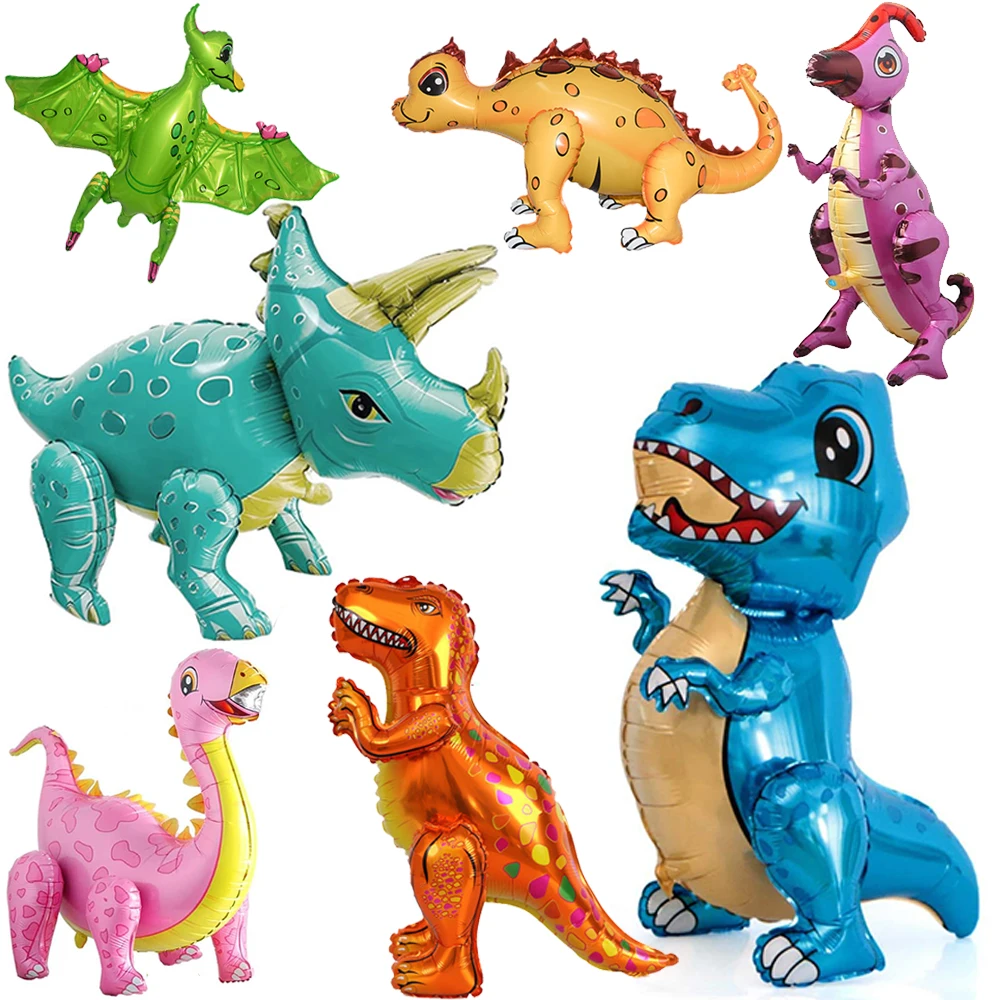 Giant Foil Dinosaur Self Standing Balloons for Kids Boys Girls Happy Dino Birthday Party Safari Animal Decoration Supplies Toys