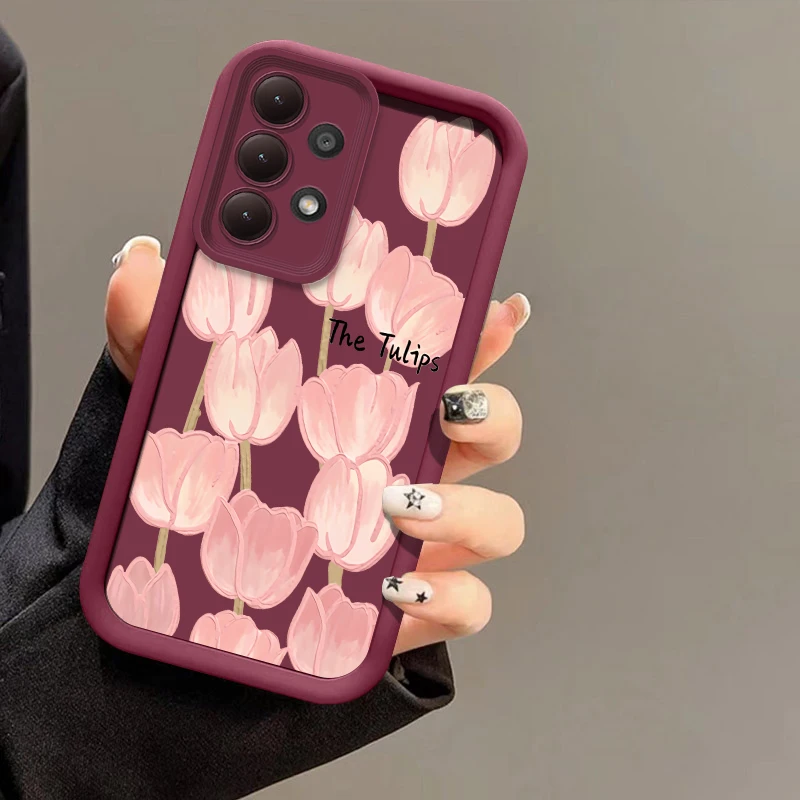 Shokcproof جراب هاتف لسامسونج غالاكسي ملاحظة 20 الترا M34 M31 M54 M51 M30S M23 M22 M16 M15 M13 زهرة التوليب لينة غطاء سيليكون