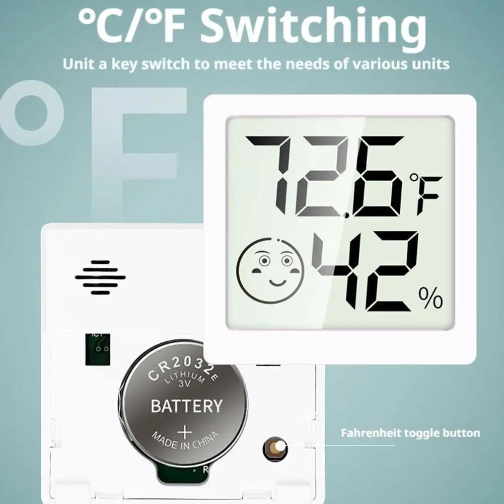 جهاز قياس الحرارة الرقمي LCD صغير، جهاز قياس درجة حرارة الغرفة الداخلية، جهاز قياس الرطوبة، محطة الطقس