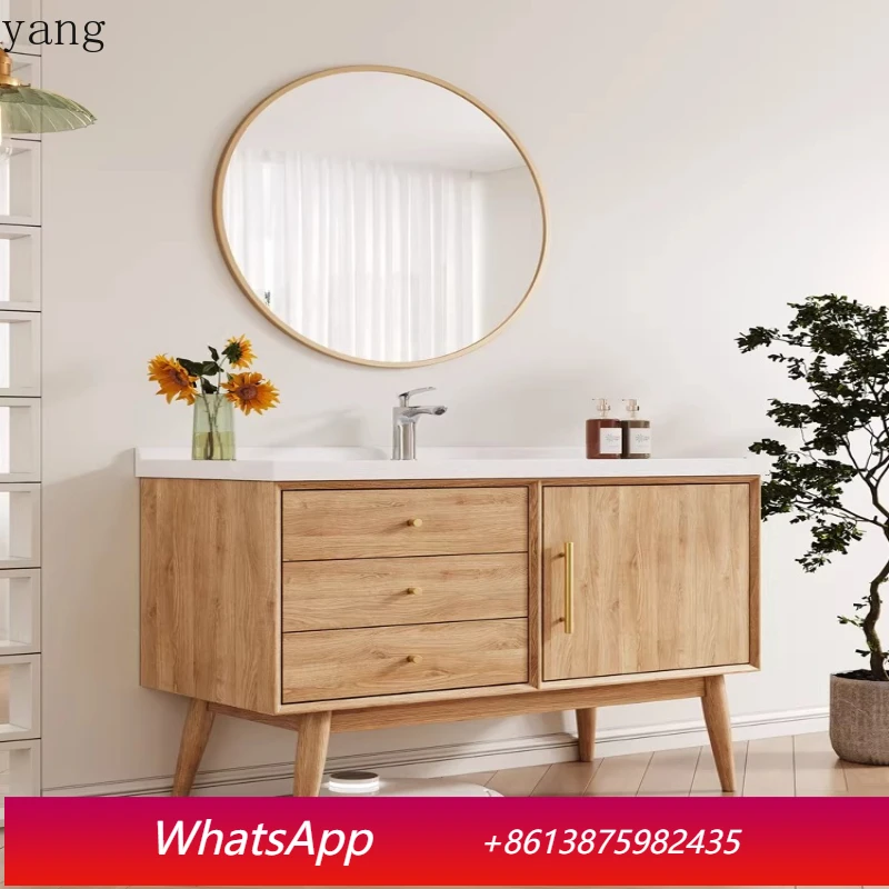 

LH ceramic integrated basin log wind hand wash basin bathroom cabinet washstand