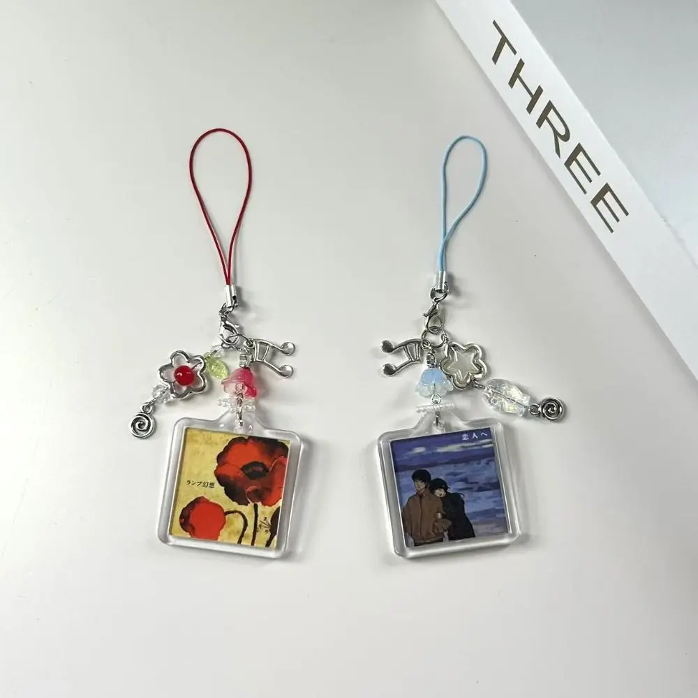 

Акриловый брелок-альбом с бусинами, ручной работы, в стиле Y2K, ремешок для телефона, модный, в стиле 2000-х, подвеска-альбом