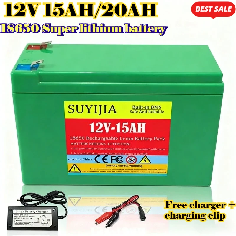 

Original New Style 12V 15Ah 20Ah 18650 Lithium Battery Recharable Solar Storage Battery Electric Lighting with 12V 3A Charger