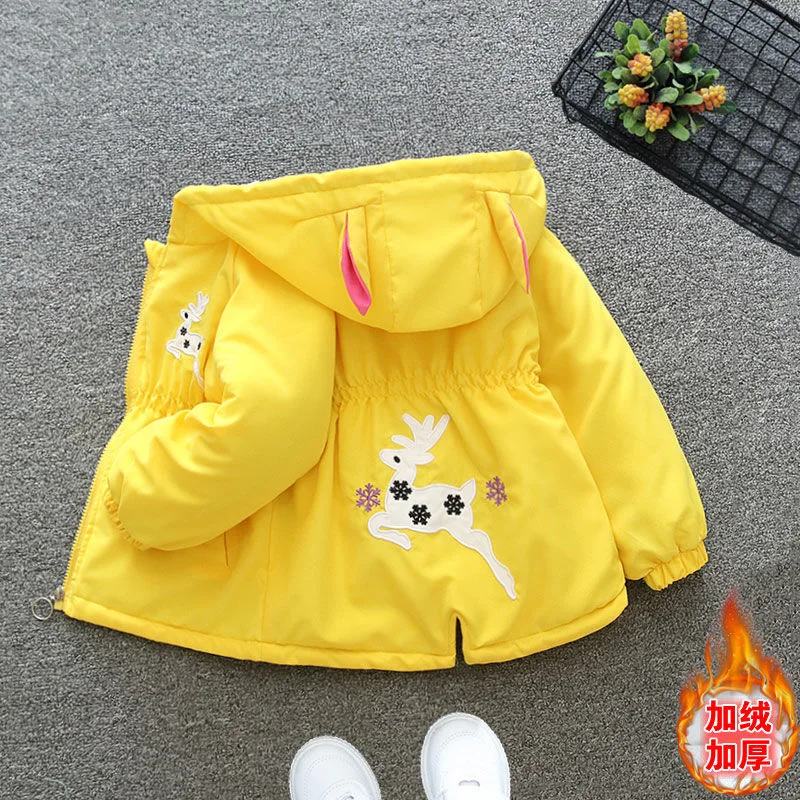 Keep Warm Winter Jackets For Girls Cute Christmas Little Princess Coat Thick Kids Windbreaker Hooded Children Outerwear Clothing