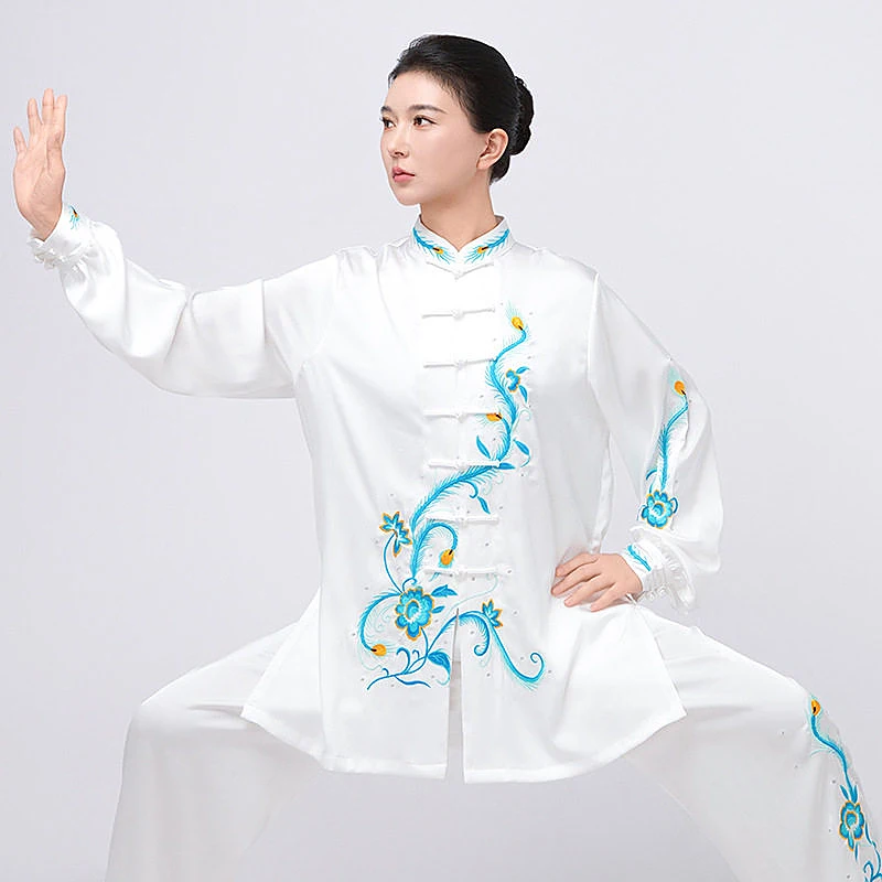 Premium High-End Unisex Tai Chi Practice Uniform Spring/Summer 2026 New Embroidered Flowy Satin Comfort Fit