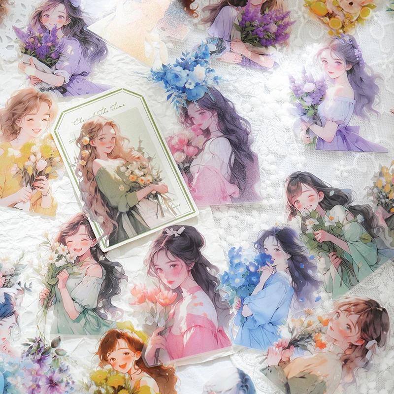 Journal GO 30pcs/lot Romantic Character Girl PET Sticker Creative DIY Journal Material Collage Card Decor Scrapbooking Labels