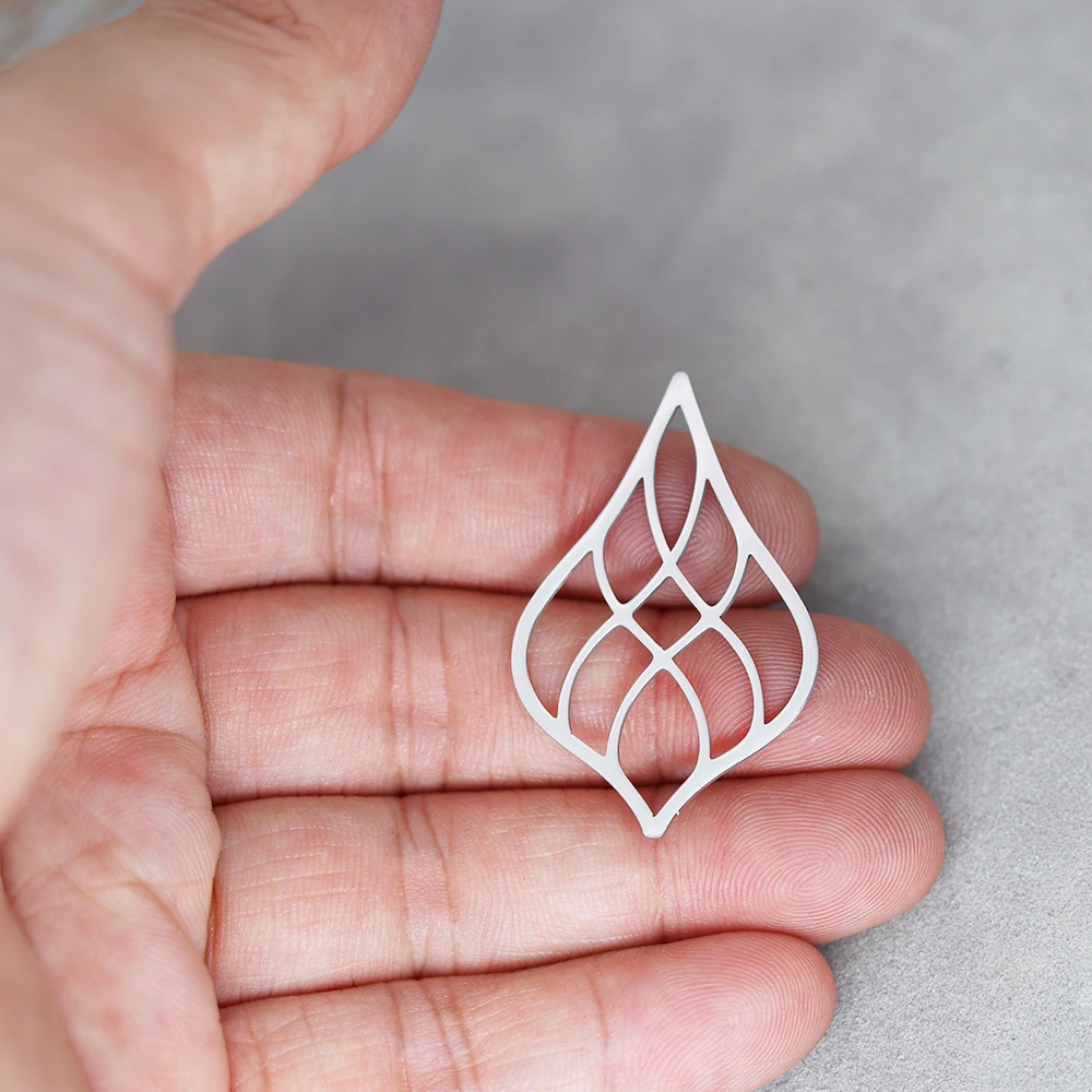 3pcs Vintage Petal Hollow Line Art DIY Tassels Earrings Necklace Women Girl Charms for Jewelry Making Stainless Steel Pendant