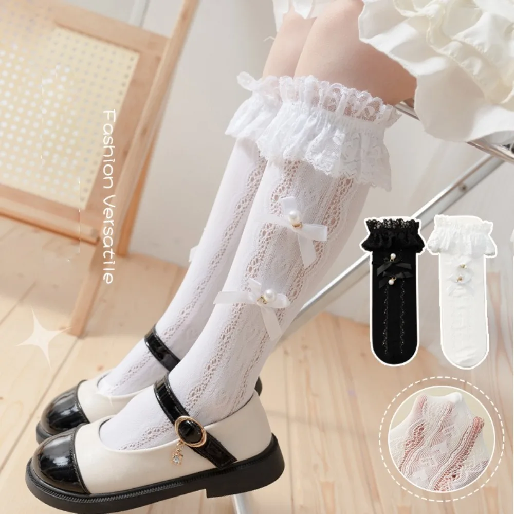 

Новые носки в стиле Лолиты, кружевные сетчатые чулочно-носочные изделия с бантом, дышащие компрессионные чулки Y2K, подарок