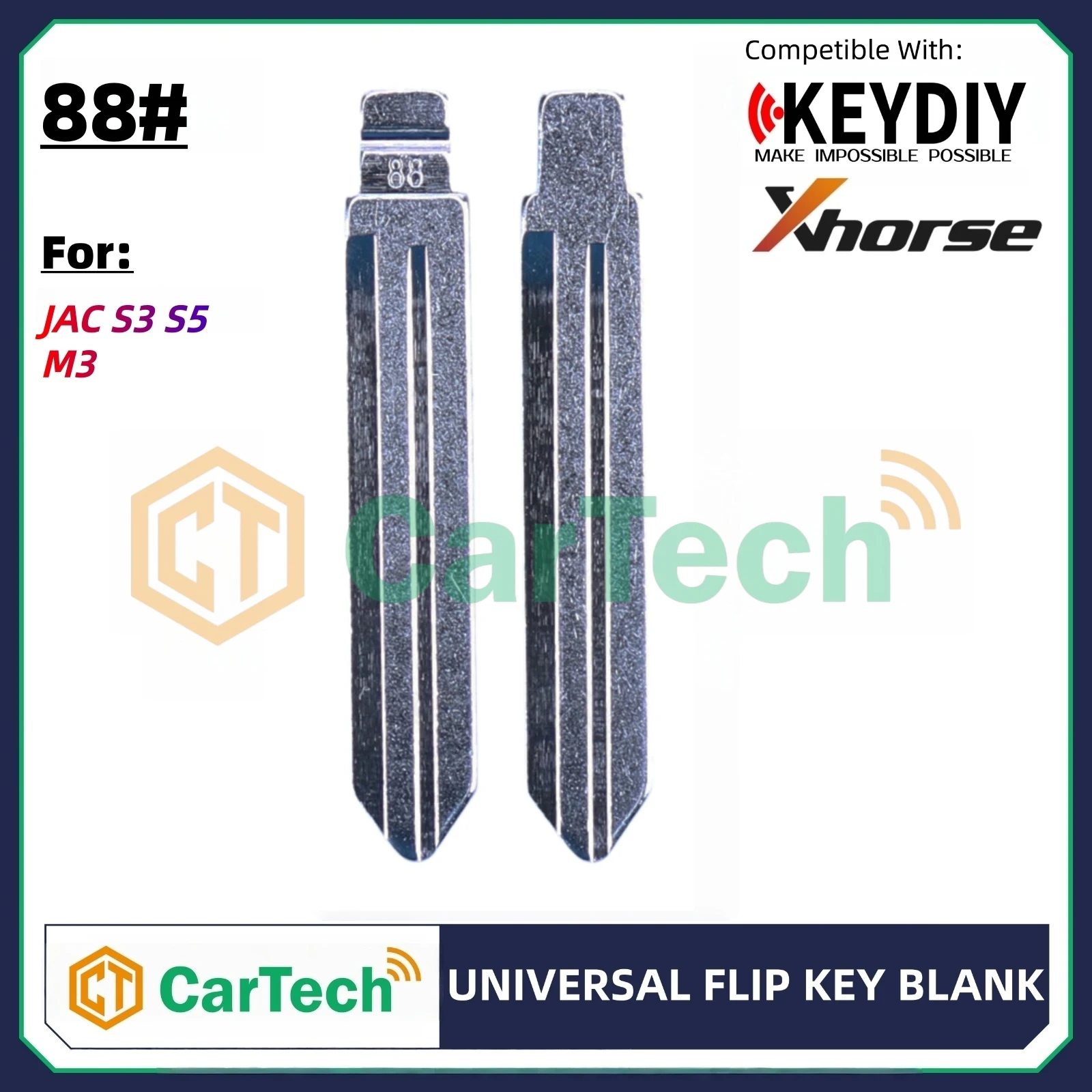 Cartech  88# Uncut Flip Blank Key Blade for KEYDIY KD XHORSE VVDI Universal Remote Fit JAC S3 S5 M3