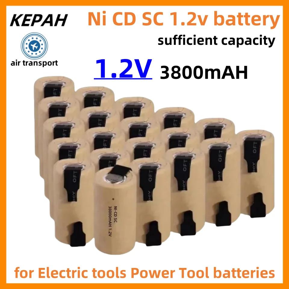 1-20pcs Screwdriver Electric Drill SC Batteries 1.2V 3800mah Sub C Ni-Cd Rechargeable Battey With Tab Power Tool NiCd SUBC Cells