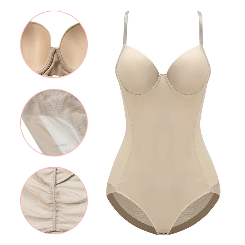 Shapewear Damen Einteiler Bodysuit Übergröße Schwarz Beige Nahtlose Unterwäsche Schlankmachende Bodysuits – Detail 21