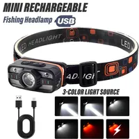6 Lighting Modes Fishing Head Torch Outdoor LED Headlamp USB Rechargeable Portable Light with Built in Battery Camping Lantern