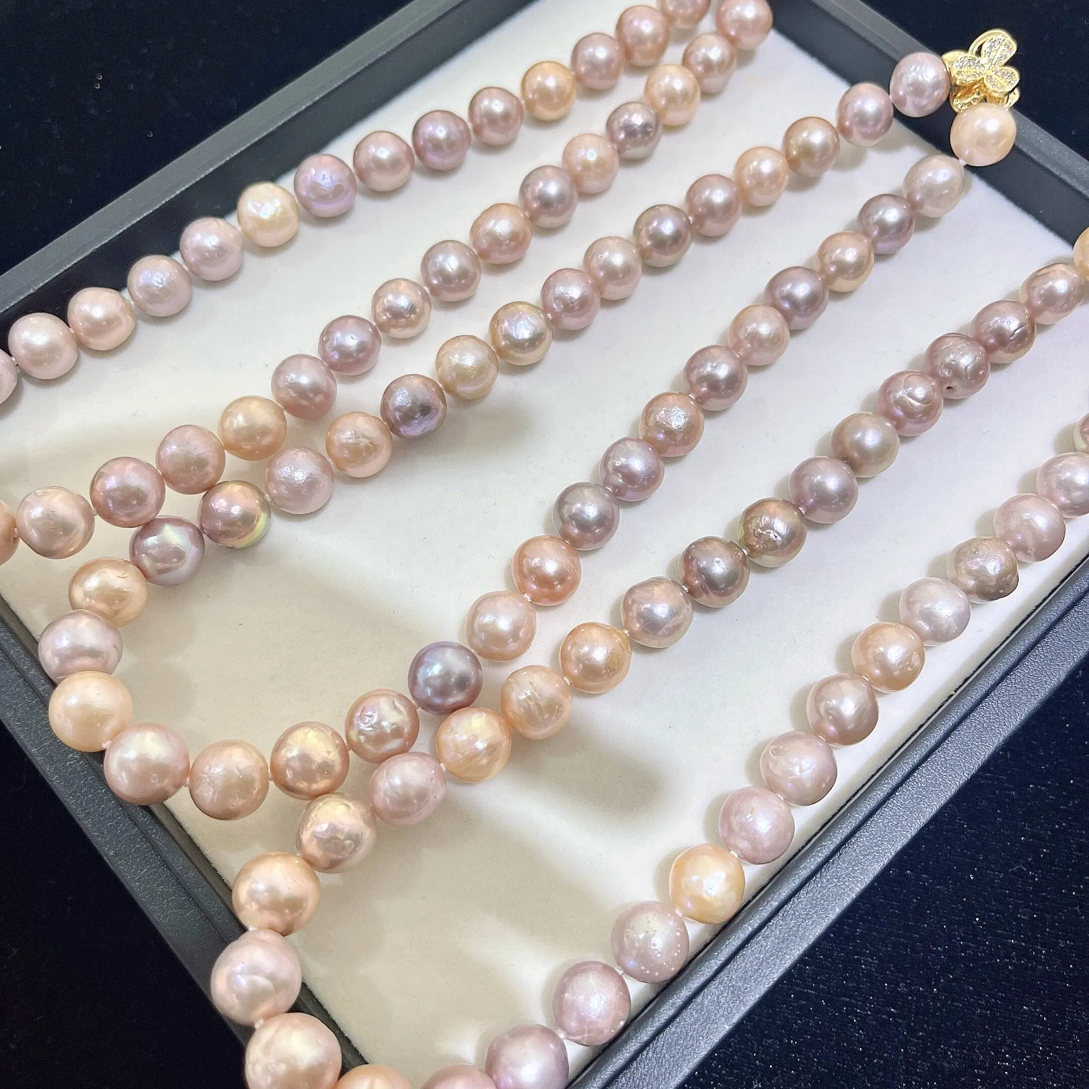 1 piece/Beautiful candy colored necklace AAA10-12mm natural pearl necklace 16in * 18 in/Support customized sizes
