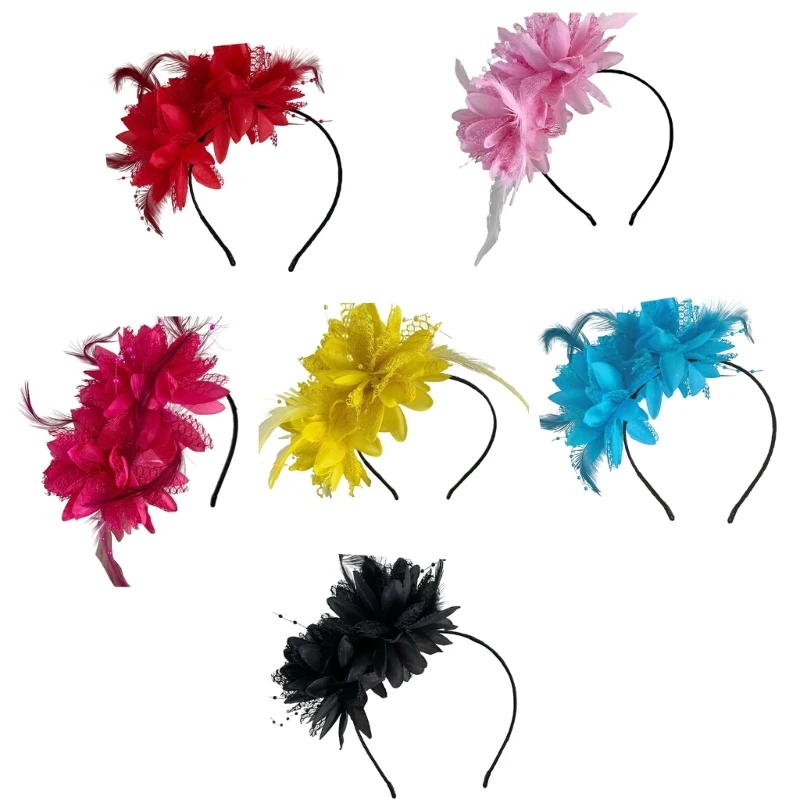 

Luxurious Soft Feathered Hairpiece Flower Headwear Adjustable Headband for Halloween Festival Costume Coplay Party Dropshipping