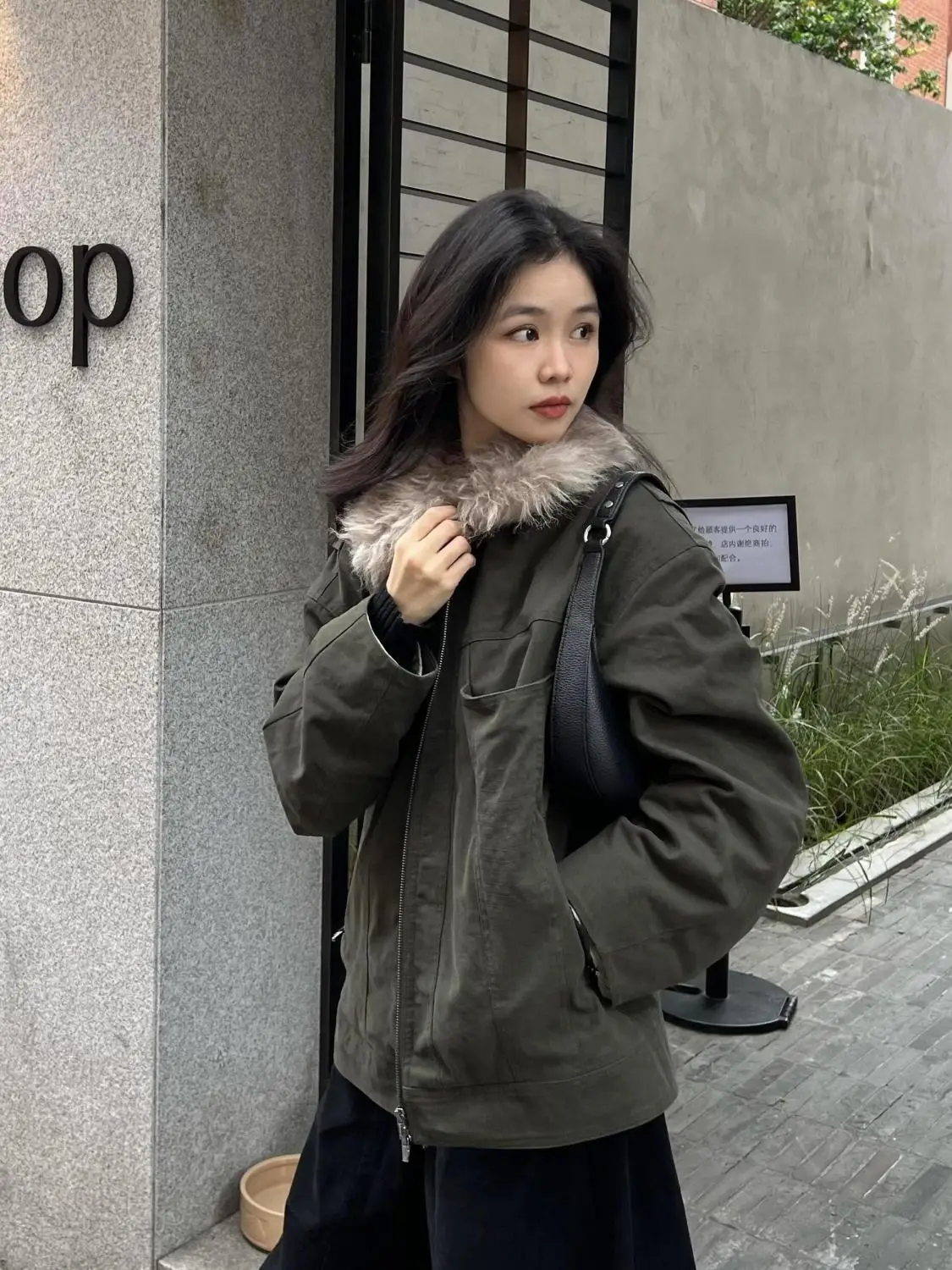 

Куртка с длинными рукавами и меховым воротником в американском стиле ретро Ins High Street, весна-осень 2021, новая свободная универсальная рабочая куртка, топ