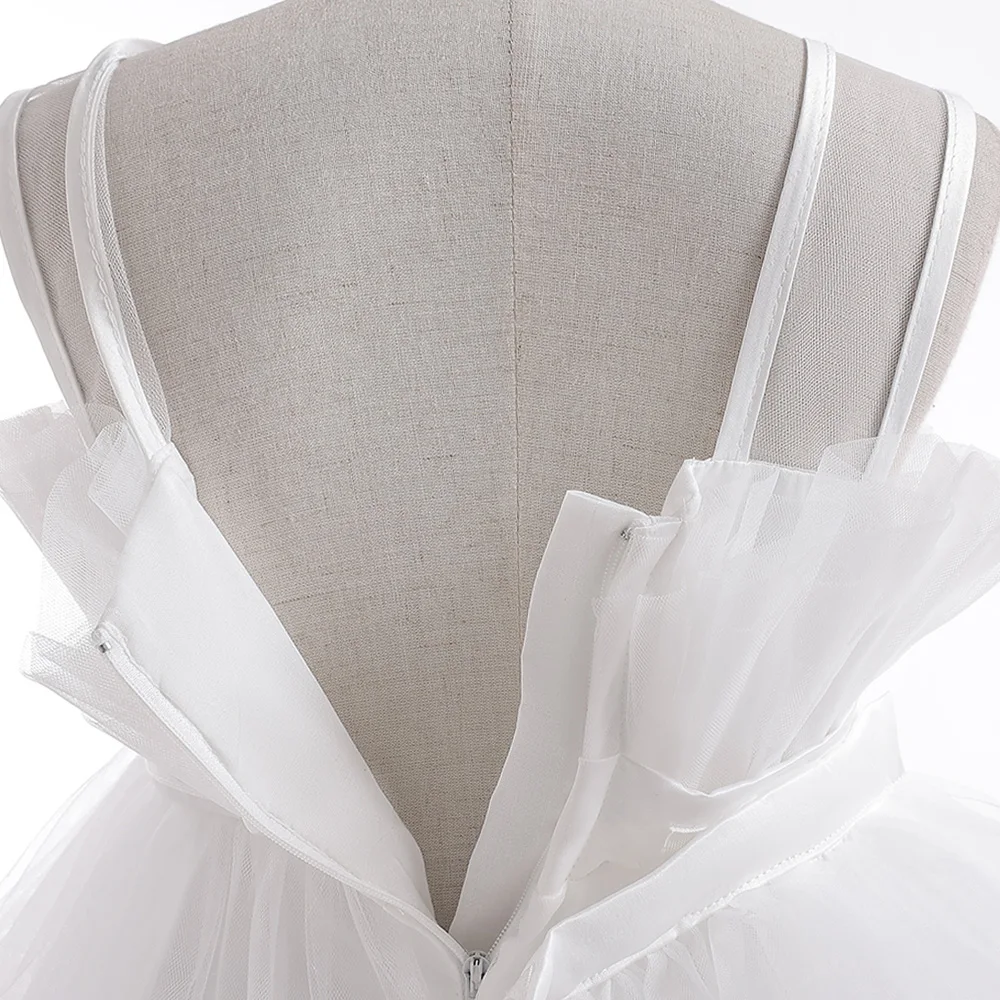 Mädchen Festkleid mit Schleppe Elegantes Tüll-Hochzeitskleid 2-8 Jahre Schleife Geburtstag Brautjungfern Prinzessinnenkleid Abendkleid Kinderkleidung – Detail 15