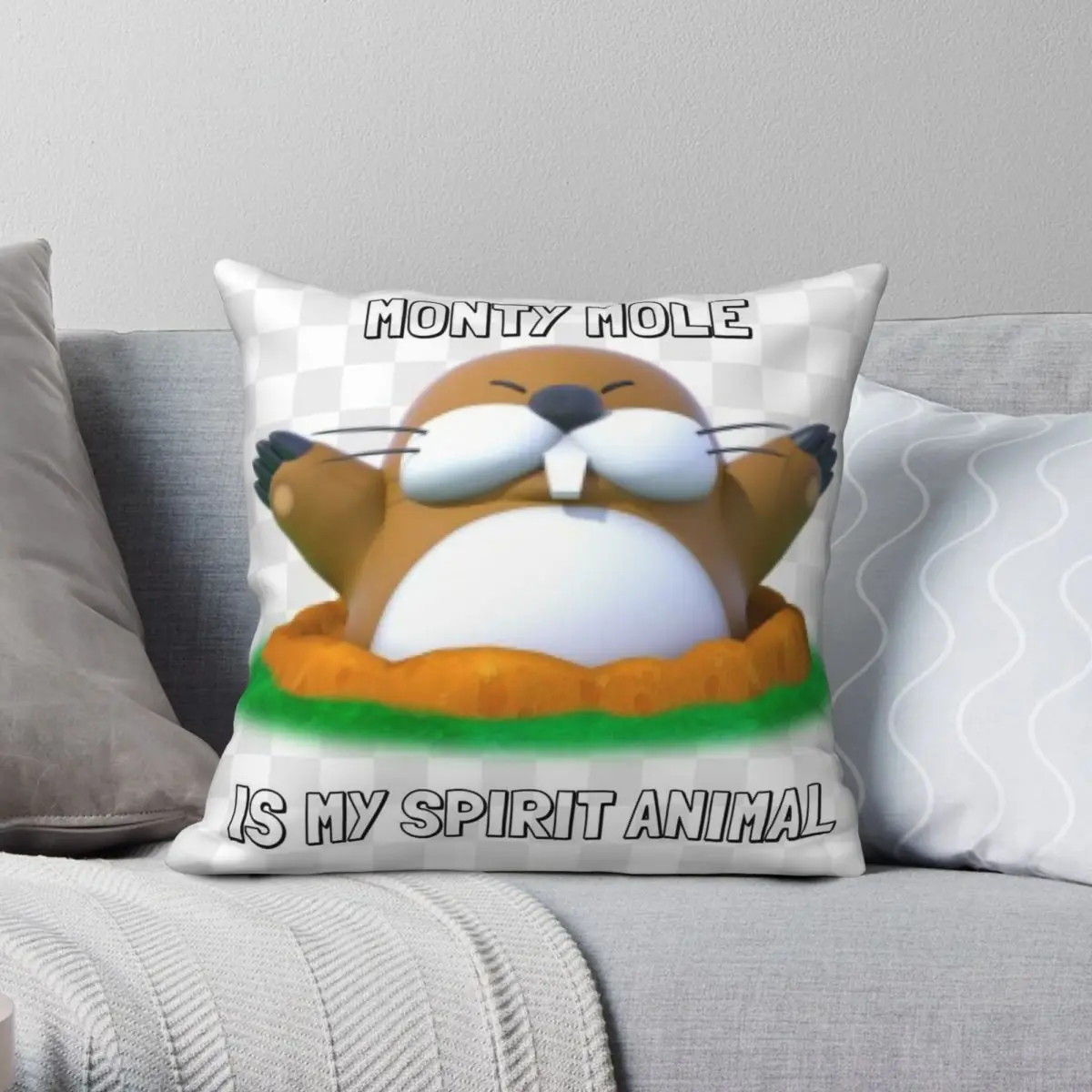 Monty Mole Is My Spirit Animal Square Pillowcase Polyester Linen Velvet Pattern Zip Decorative Pillow Case Bed Cushion Cover