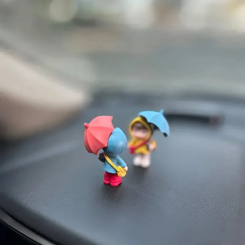 Car interior cute umbrella, action figures, automatic rearview mirror, Prada4pcs panel decoration