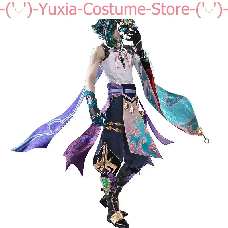 Anime! Genshin Impact Xiao Game Suit Handsome Cool Uniform Cosplay Costume Halloween Carnival Party Outfit For Men 2021 NEW