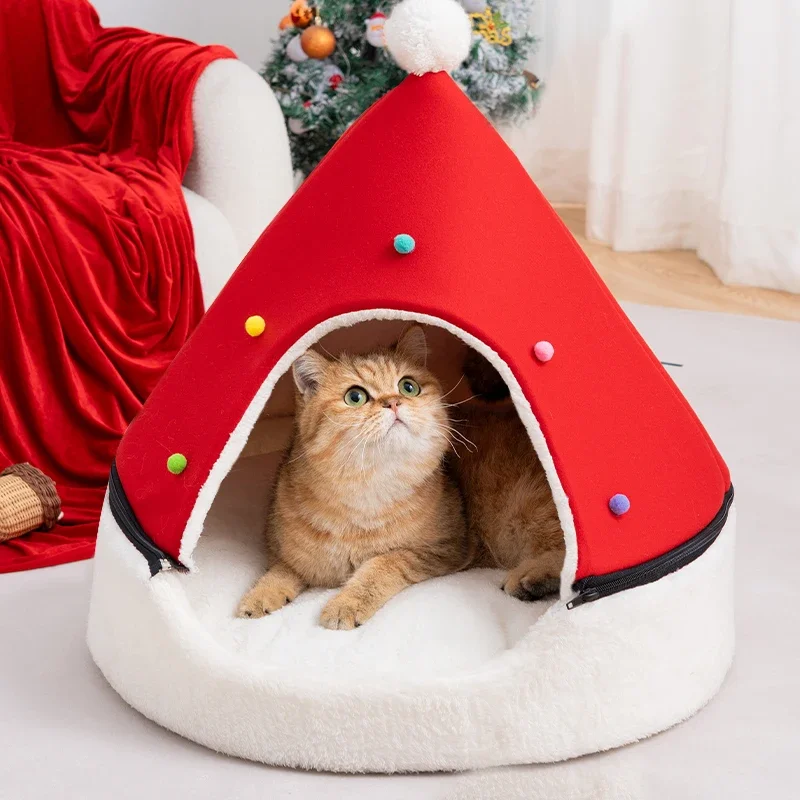 

Christmas tree cat nest, warm in winter, removable and washable cat house, semi-closed cat, universal for all seasons